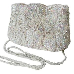 Vintage La Regale Vintage White Sequin Embellished Evening Bag